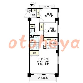 グランドピアノ可の賃貸物件 2 LDK 25.5万円の図面１