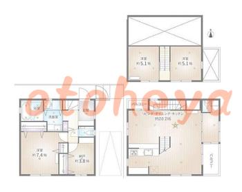 防音室のある楽器可 賃貸物件 3 SLDK 43万円の図面１