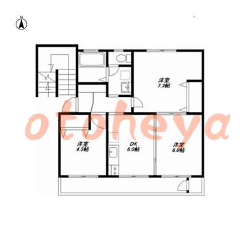 楽器可の賃貸物件 3 DK 8.7万円の図面１