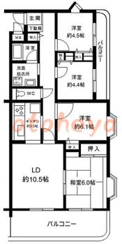 楽器可の賃貸物件 4 LDK 11.9万円の図面１