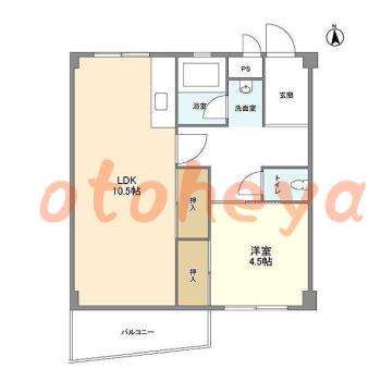 楽器可の賃貸物件 1 LDK 6.3万円の図面１
