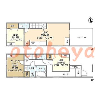 防音室のある楽器可 賃貸物件 2 SLDK 19.9万円の図面１