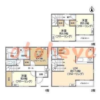 楽器可の賃貸物件 3 SLDK 21.7万円の図面１