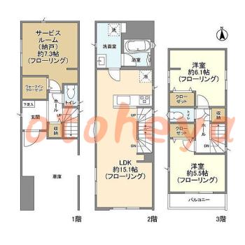 防音室のある楽器可 賃貸物件 2 SLDK 20.9万円の図面１
