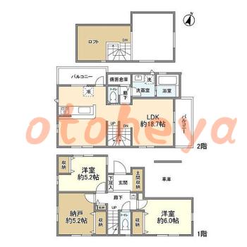 防音室のある楽器可 賃貸物件 2 SLDK 19.5万円の図面１