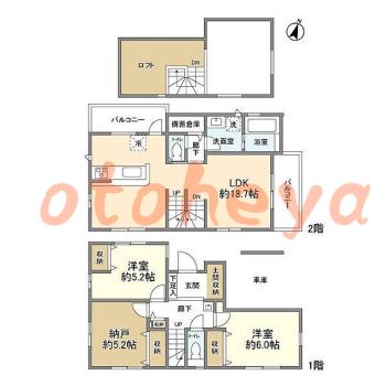 楽器可の賃貸物件 2SLDK 21万円の図面１