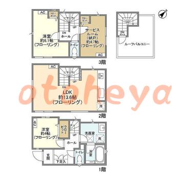 楽器可の賃貸物件 2 SLDK 18.9万円の図面１