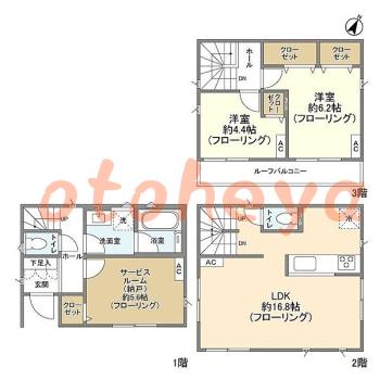 楽器可の賃貸物件 2 SLDK 20.9万円の図面１