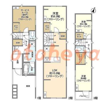防音室のある楽器可 賃貸物件 3 SLDK 34.9万円の図面１