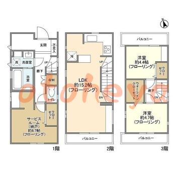 防音室のある楽器可 賃貸物件 2 SLDK 28.5万円の図面１