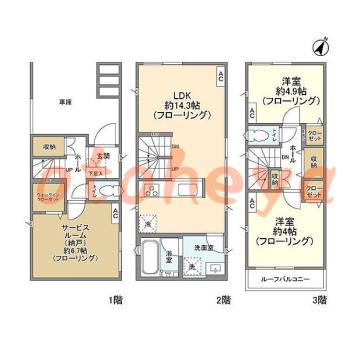 楽器可の賃貸物件 2 SLDK 22.9万円の図面１