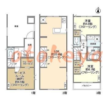 防音室のある楽器可 賃貸物件 2 SLDK 31.2万円の図面１