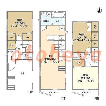 楽器可の賃貸物件 1SLDK 28万円の図面１