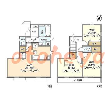 防音室のある楽器可 賃貸物件 3 LDK 18万円の図面１