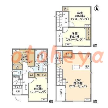 防音室のある楽器可 賃貸物件 3SLDK 25.5万円の図面１