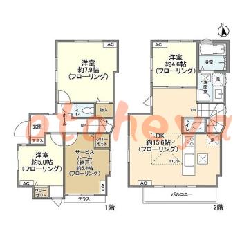 楽器可の賃貸物件 3 SLDK 22.5万円の図面１