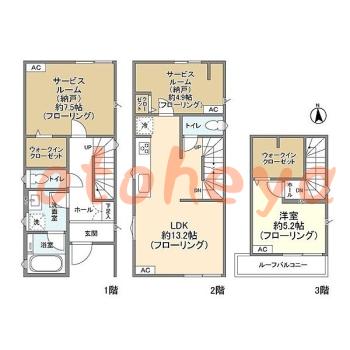 楽器可の賃貸物件 1 SLDK 31.5万円の図面１
