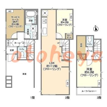 楽器可の賃貸物件 2SLDK 35.2万円の図面１