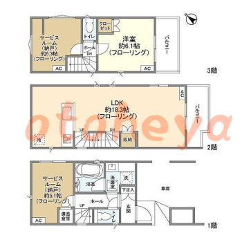 楽器可の賃貸物件 1 SLDK 21.4万円の図面１