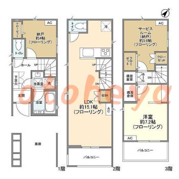 楽器可の賃貸物件 1 SLDK 18.3万円の図面１