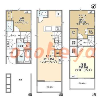 楽器可の賃貸物件 1 SLDK 18.3万円の図面１