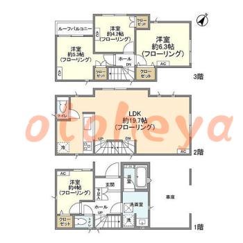 防音室のある楽器可 賃貸物件 4 LDK 17.9万円の図面１