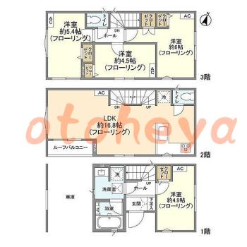防音室のある楽器可 賃貸物件 4 LDK 22万円の図面１