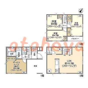 kanagawa物件 3SLDK 21.1万円の図面１