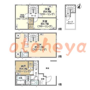 防音室のある楽器可 賃貸物件 3SLDK 22.9万円の図面１