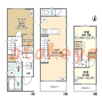 防音室のある楽器可 賃貸物件 2 SLDK 17.9万円の図面１