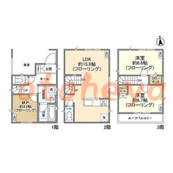 楽器可の賃貸物件 2 SLDK 24.9万円の図面１