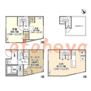 楽器可の賃貸物件 2 SLDK 20.8万円の図面１