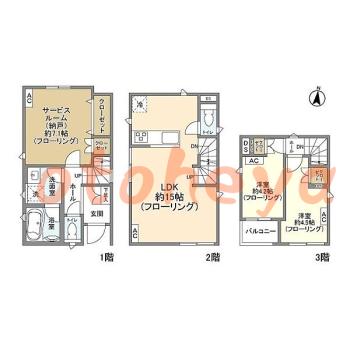 防音室のある楽器可 賃貸物件 2 SLDK 27.6万円の図面１