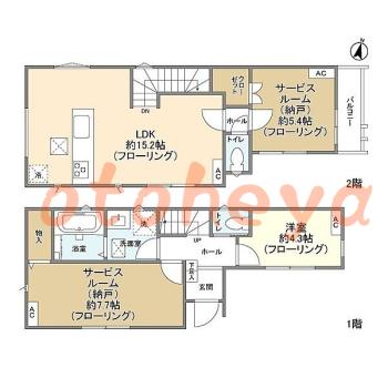 防音室のある楽器可 賃貸物件 1 SLDK 21.9万円の図面１