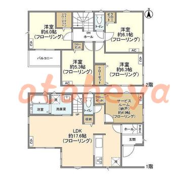 楽器可の賃貸物件 4 SLDK 21.8万円の図面１