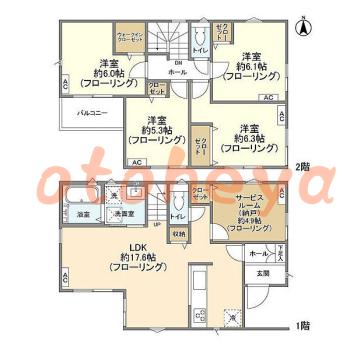 楽器可の賃貸物件 4SLDK 24.5万円の図面１