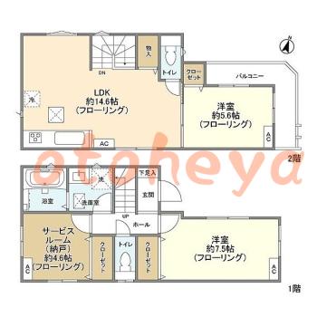 楽器可の賃貸物件 2SLDK 24.8万円の図面１