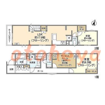 楽器可の賃貸物件 2 SLDK 23万円の図面１