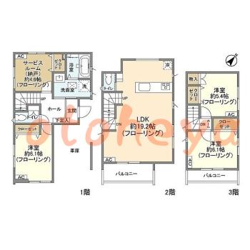 楽器可の賃貸物件 3 SLDK 25.2万円の図面１