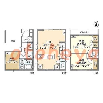 防音室のある楽器可 賃貸物件 2 SLDK 18.1万円の図面１