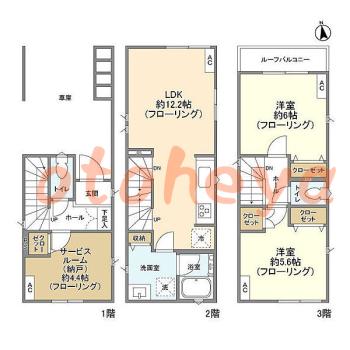 楽器可の賃貸物件 2 SLDK 18.4万円の図面１
