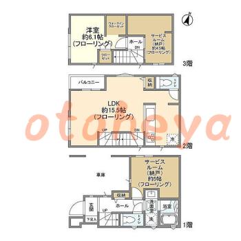 グランドピアノ可の賃貸物件 1SLDK 28.4万円の図面１