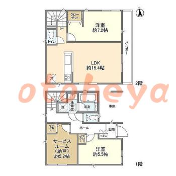 楽器可の賃貸物件 2 SLDK 31.4万円の図面１