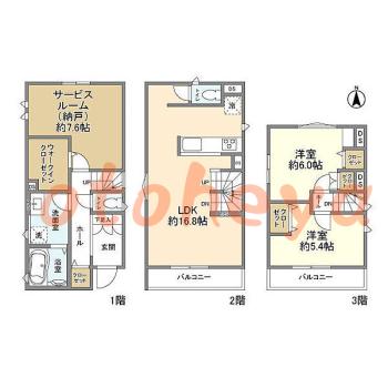 楽器可の賃貸物件 2 SLDK 18.2万円の図面１