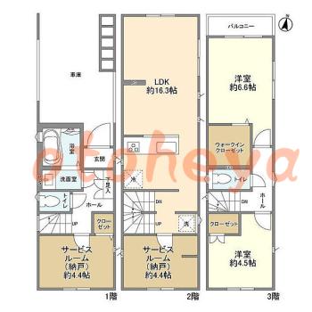 tokyo23物件 2SLDK 19.3万円の図面１