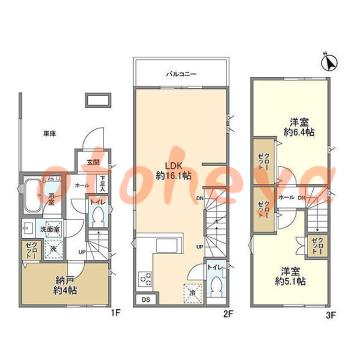 楽器可の賃貸物件 2 SLDK 19.8万円の図面１
