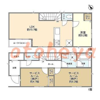 楽器可の賃貸物件 1SLDK 33.4万円の図面１