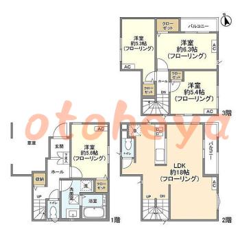 グランドピアノ可の賃貸物件 4LDK 24.4万円の図面１