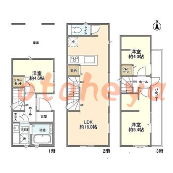 楽器可の賃貸物件 3LDK 24.4万円の図面１