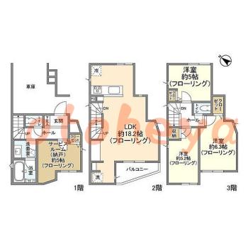 saitama物件 3SLDK 18.2万円の図面１